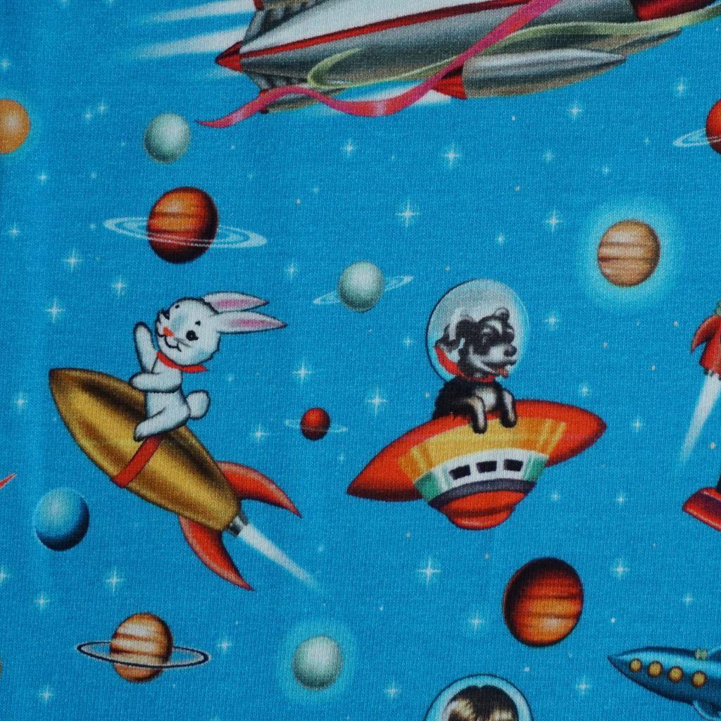 French Terry Kinder Retro Spacemotive türkisblau